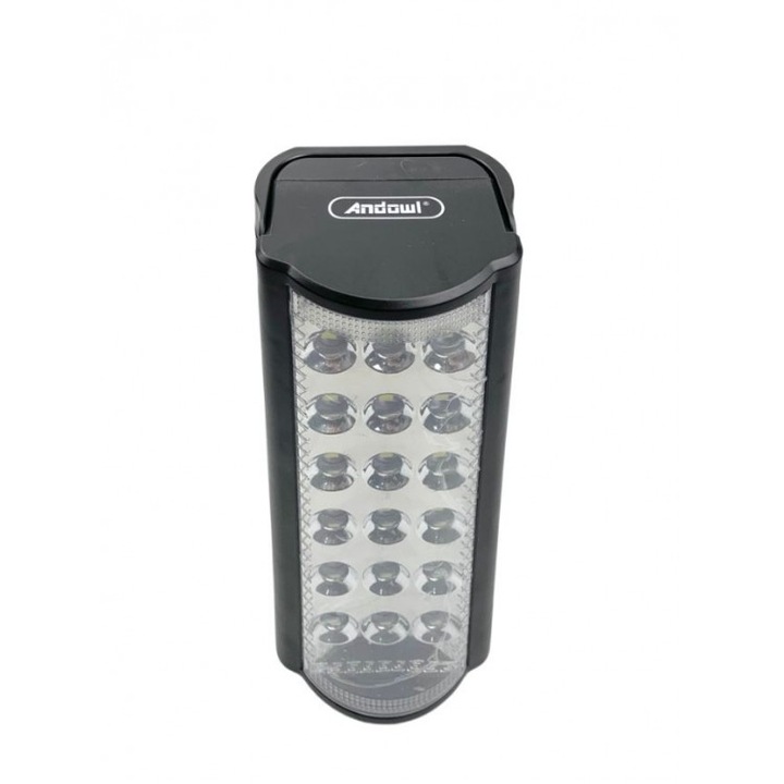 Акумулаторен LED фенер и USB слот с 18 светодиода, Andowl Q-LED018, черен цвят