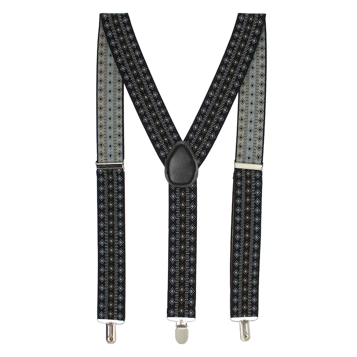 Тиранти, ButicCochet, синтетичен материал, с метални закопчалки, 35 мм, стилизиран модел, черен - BR488