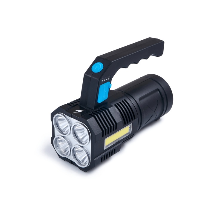 LED фенерче 2W LED + 3W COB, студено бяло (6000K), акумулаторно