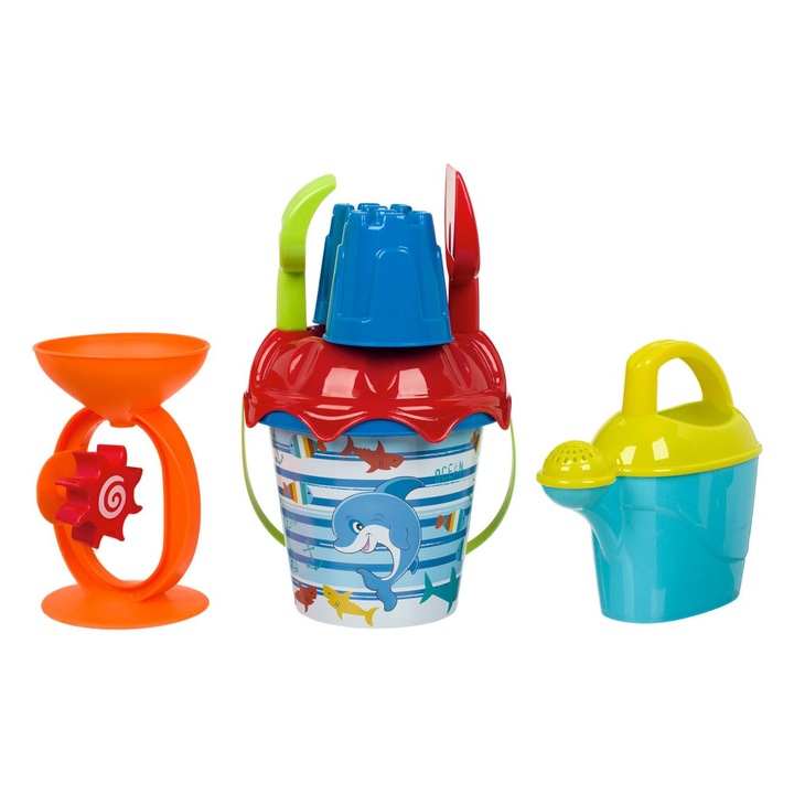 Set Galetusa Plaja cu Accesorii, 6 piese, Albastru aquamarin, 15x16cm