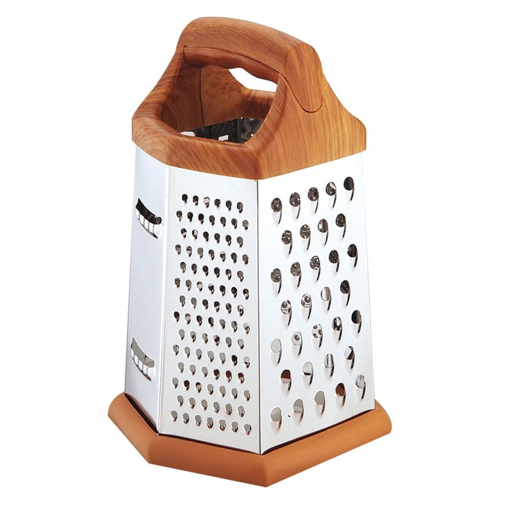 Ренде, Kinghoff, Неръждаема стомана, 20 см, Сребрист/Кафяв