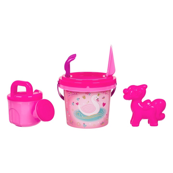 Set Galetusa Nisip cu Accesorii, Model Lebada, 5 piese, Roz Cherry, 14x11cm