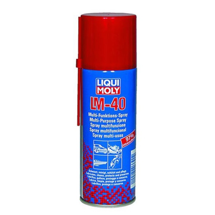 Spray universal Liqui Moly LM 40, 400 ml, ce lubrifiaza, curata, slabeste, protejeaza si conserva, slabeste rapid suruburile ruginite, se infiltreaza si indeparteaza murdaria si reziduurile persistente de ulei si de grasime