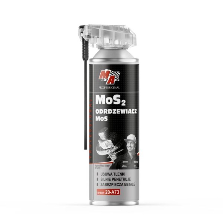 MA Professional Rust Remover tisztító spray MoS2-vel 500ml, megkönnyíti a rozsdás, korrodált és eltömődött csavarok, anyák és gyújtógyertyák eltávolítását