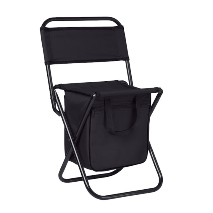Összecsukható szék, horgászat, kemping, strand, hűtőtáskával, 35 X 27, 5 X 58 CM, fekete