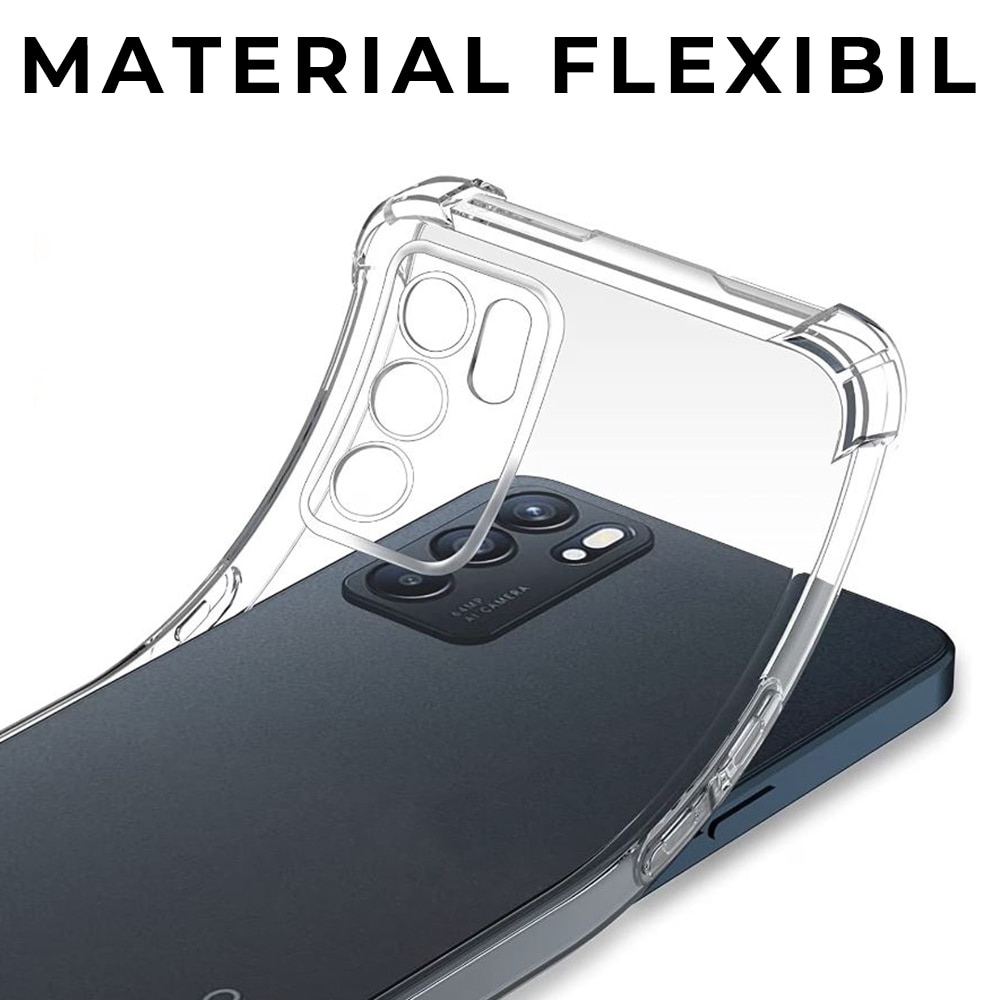 Husa pentru Oppo Reno6 5G Daden® Clear Silicone, Protectie Camera, Antisoc, Transparenta