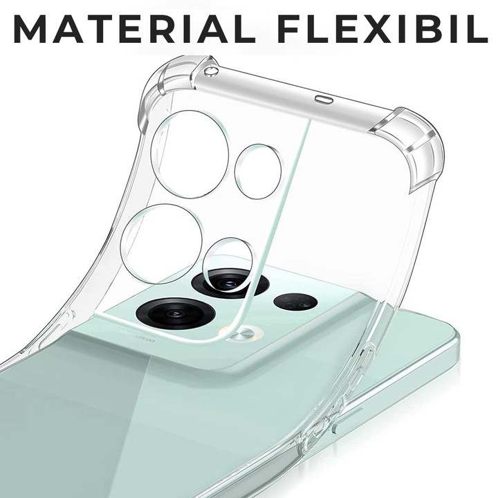 Калъф за Oppo Reno8 Pro Daden® Clear Silicone, Защита на камерата, Удароустойчив, Прозрачен