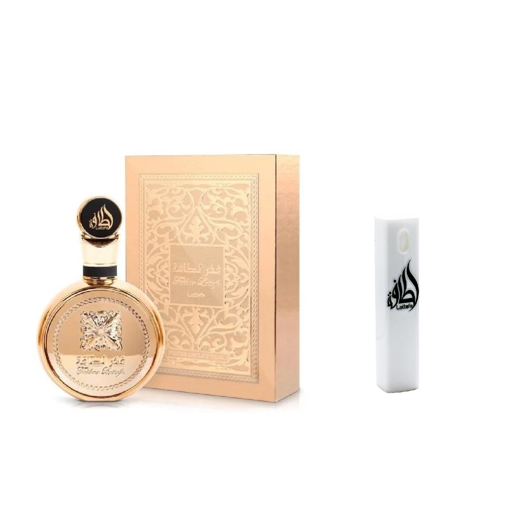 Set Apa de parfum, Lattafa Fakhar Gold, 100 ml, unisex cu Kit