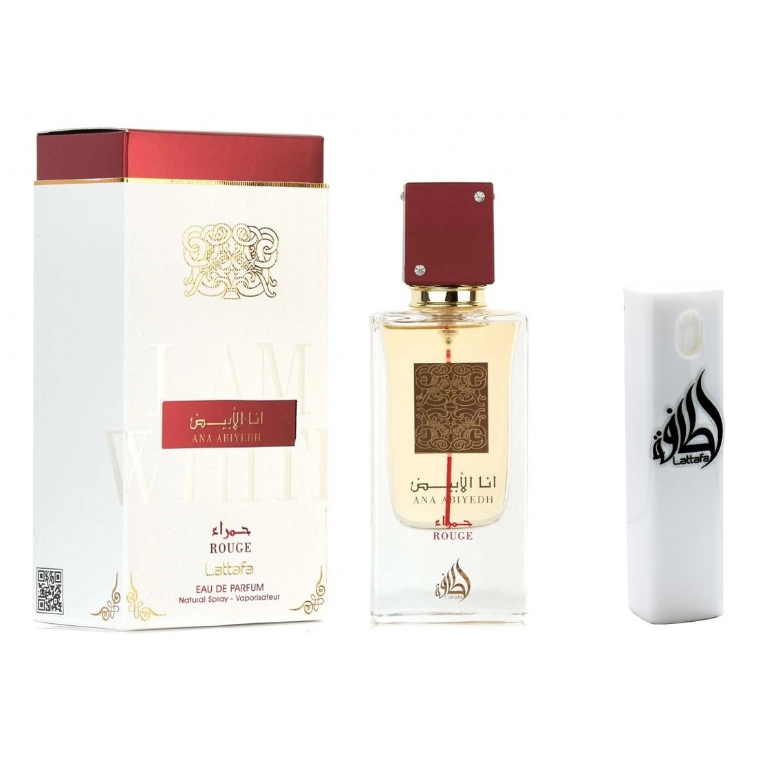 Set Apa de parfum, Lattafa ANA ABIYEDH ROUGE 60 ml parfum arabesc