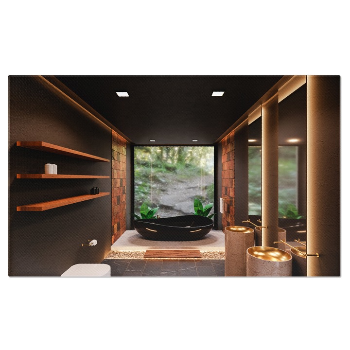 Tablou Canvas Design de Baie Luxos cu Cada inconjurata de Elemente de Interior Intunecate si Randare 3D Impresionanta 120x80CM