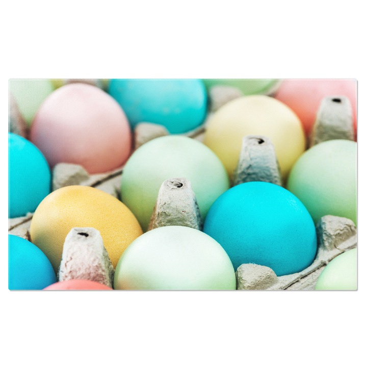 Картина на платно Цветни великденски яйца, близки до цветни великденски яйца в хартия, празничен декор за Великден, атмосфера, пълна с цветове и радост 120x80CM