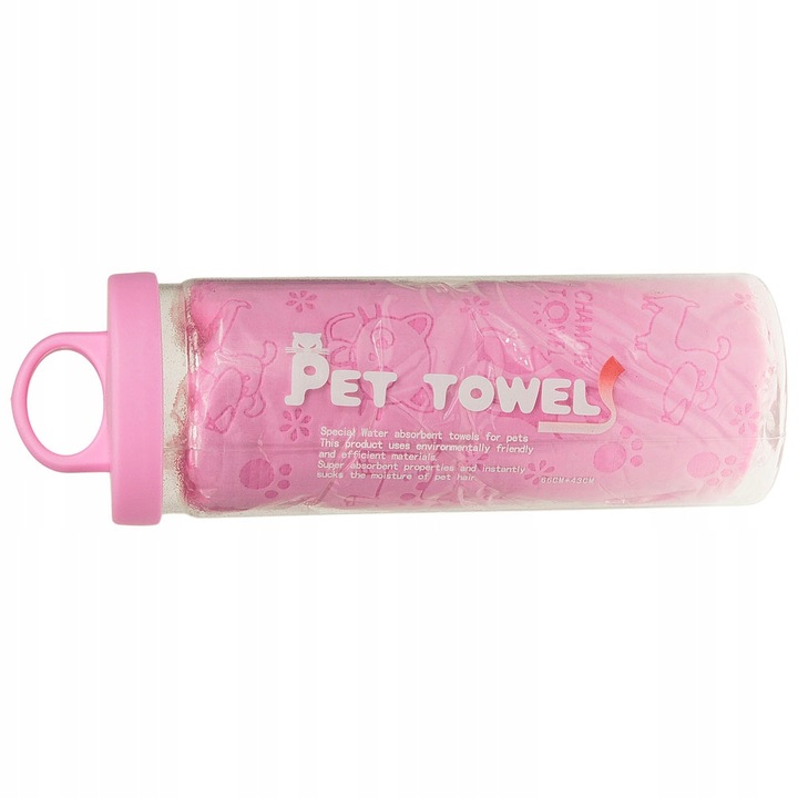 Prosop racoritor pentru caini Wesolypupil, super absorbant, uscare rapida, roz, 66x43cm
