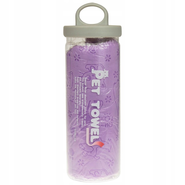Prosop racoritor pentru caini Wesolypupil, super absorbant, uscare rapida, violet, 66x43cm