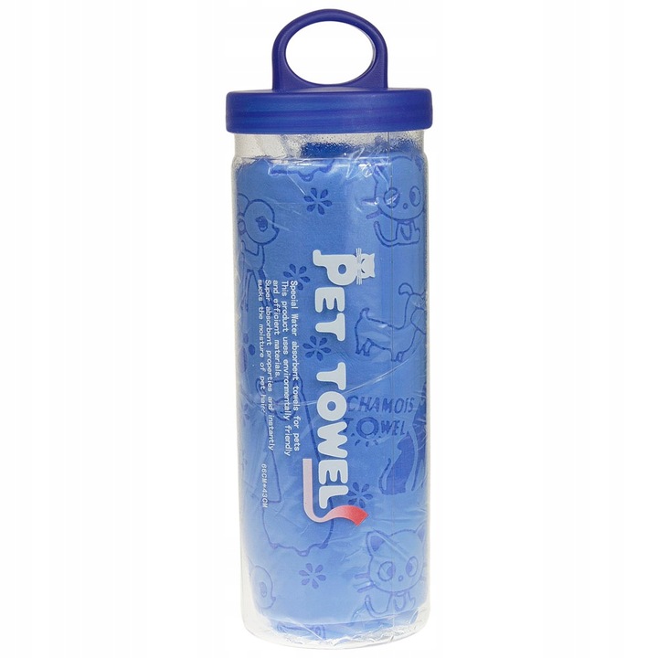 Prosop racoritor pentru caini Wesolypupil, super absorbant, uscare rapida, albastru, 66x43cm
