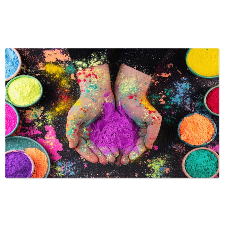 Tablou Canvas Culori Gulal pentru Festivalul Indian Holi O Variatie Vesela si Plina de Viata pentru Celebrarea traditiei 40x25CM