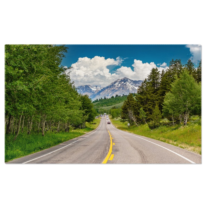 Tablou Canvas Autostrada in Parcul National Grand teton O Imagine cu Drumuri Serpuite intrun Peisaj Muntos si Cu Peisaje Uimitoare 90x60CM