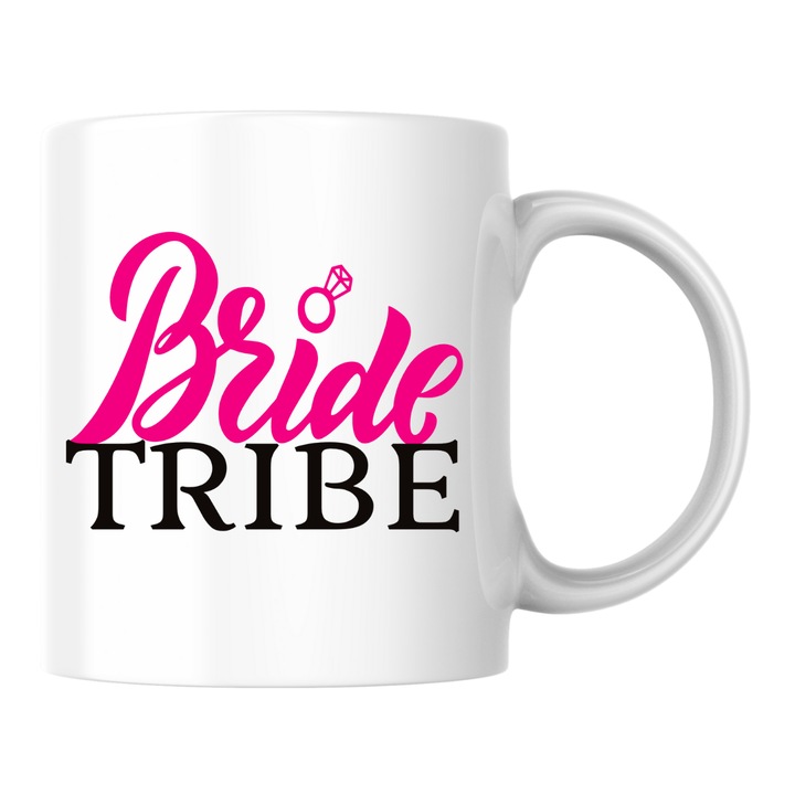 Персонализирана чаша - Bride Tribe, v1, моминско парти, булка, бяла, 330 мл