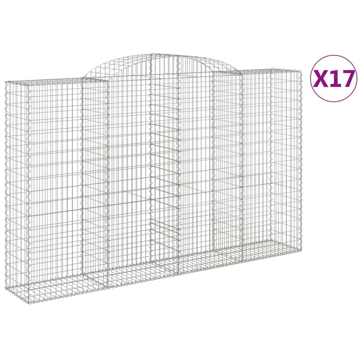 Set cosuri gabion arcuite 17 buc vidaXL, 300x50x180/200 cm fier galvanizat 56.25 kg 3146786