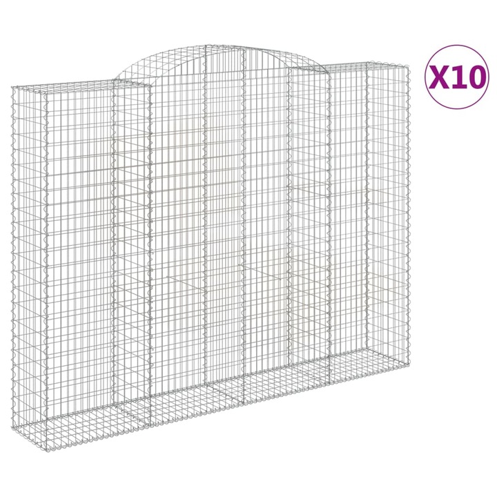 Set cosuri gabion arcuite vidaXL, 10 buc 300x50x220/240cm, fier galvanizat 67.05 kg 3146817