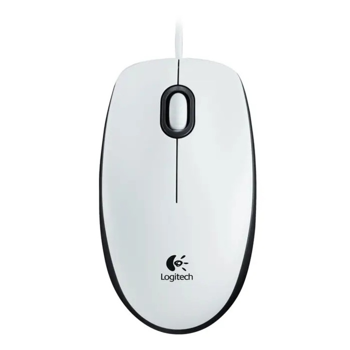Mouse, Logitech, M100, USB, Alb