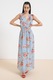 Vila, Rochie lunga fara maneci cu decolteu in V, Albastru deschis, 36