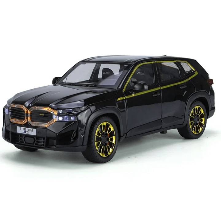 Метална кола, BMW, XM, 1:24, Отварящи се врати, Светлини, Черен, Без опаковка