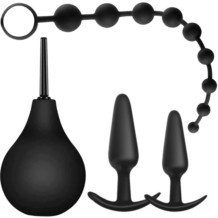 Set 4 Irigatoare Clisma, Yefound®, Silicon lubrifiant, Negru