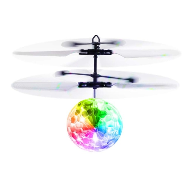 Jucarie zburatoare cu LED, control prin gesturi, pentru interior si exterior, multicolor, 8 ani