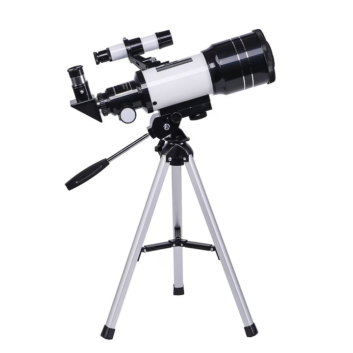 Telescop astronomic, cu obiectiv Barlow, maneta de control, adaptor smartphone, trepied de sustinere, marire 18X la 180X, negru/argintiu