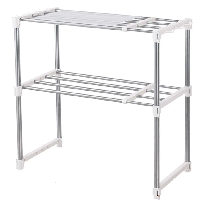 Разтегателен рафт, многофункционален, за кухня, баня, спалня, изработен от метал и пластмаса, екологичен, лесен монтаж, бял/сребрист