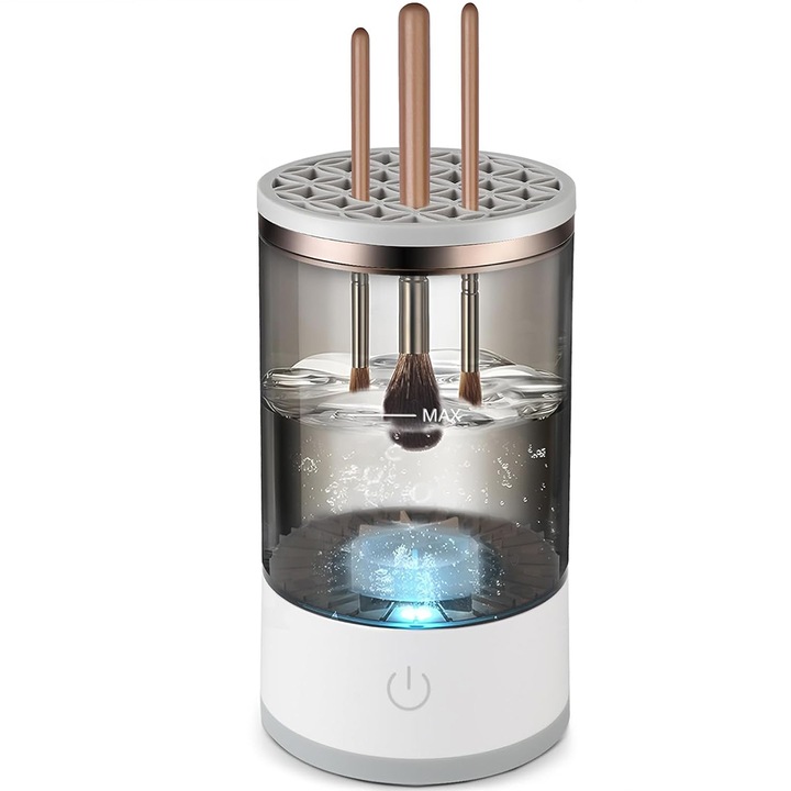 Sminkecset tisztító készülék, BOMSTOM, USB, Sonic Vibrations, fekete-fehér, 15,8x9 cm