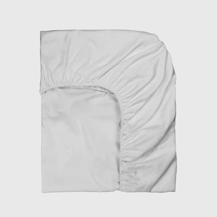 Чаршаф с ластик Dilios, Силвъри, 100% Памучен сатен, 140/200/25 см