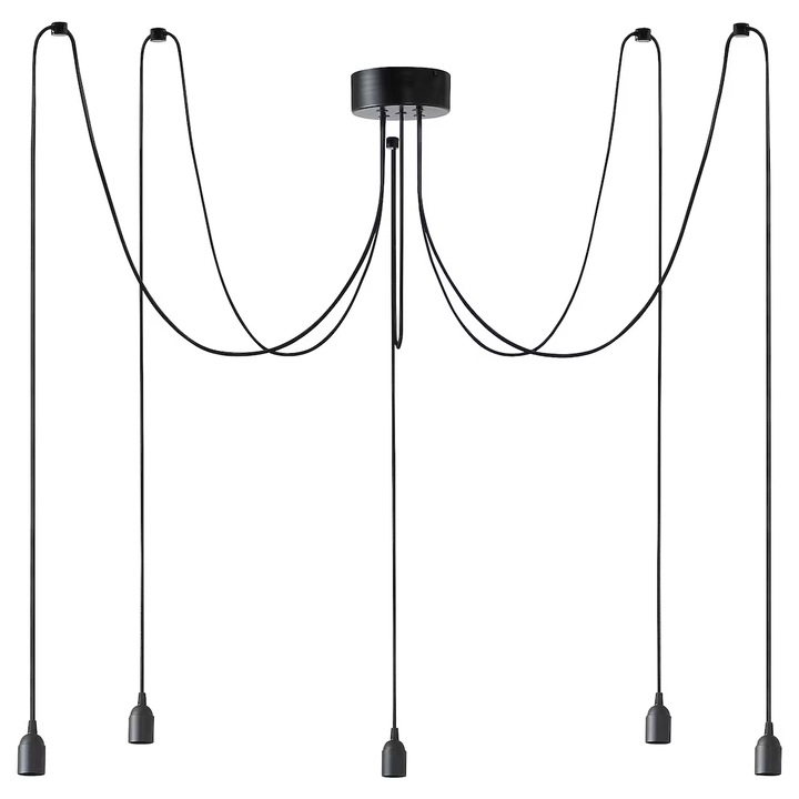 Lustra cu 5 brate, negru, inaltime reglabila, 22W, E27