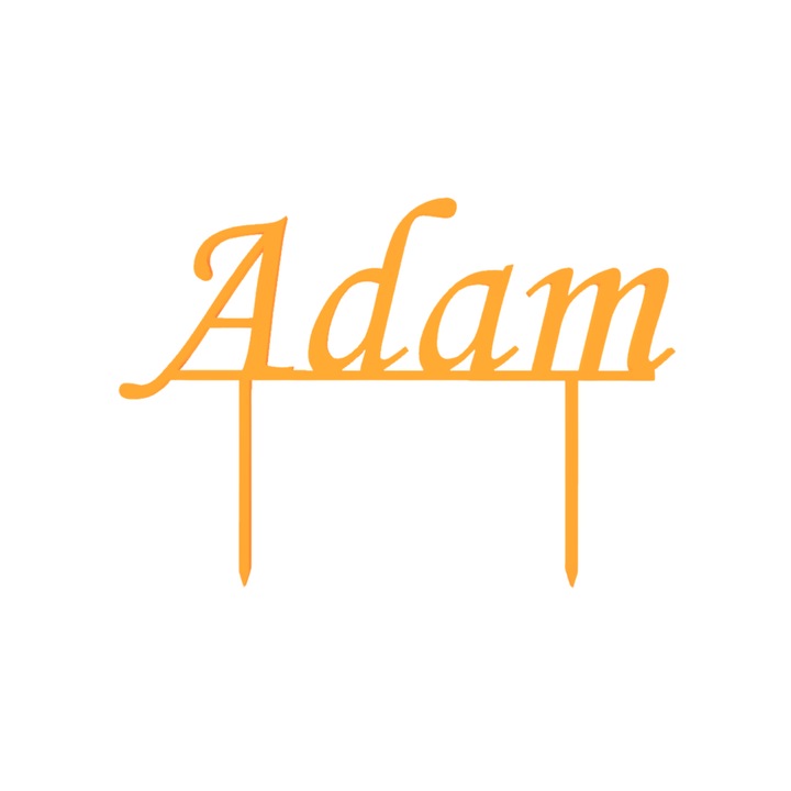 Torta topper, "ADAM", születésnap, évforduló 11, 3 x 16, 1 cm narancs
