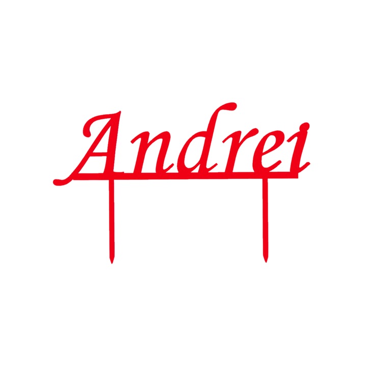 Топер за торта, "ANDREI", рожден ден, годишнина 11,5 х 18,4 см см червен