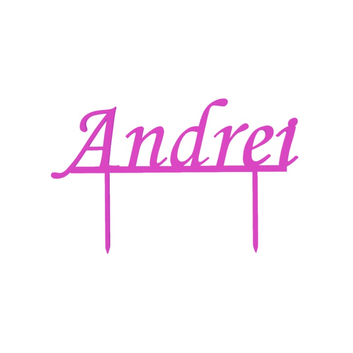 Topper tort, "ANDREI", zi de nastere, aniversare 11,5 x 18,4 cm mov deschis