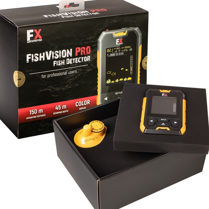 Сонар за откриване на риба, Fishing Expedition FishVision Pro, безжичен, открива риба на разстояние до 150 m