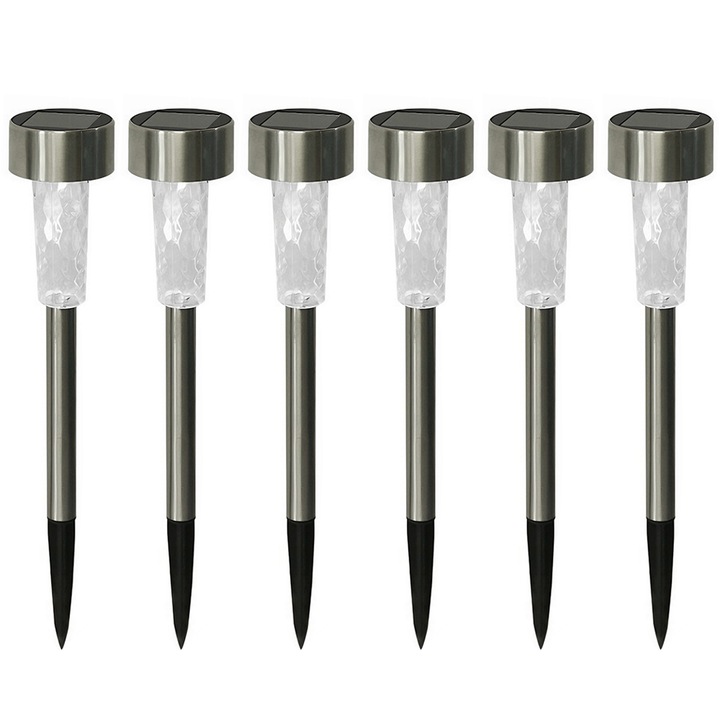 Set 10 Lampi Solare pentru Gradina Teno®, tehnologie LED, pentru exterior, incarcare solara, autonomie 8 ore, tip tarus, material metal, lumina alb cald