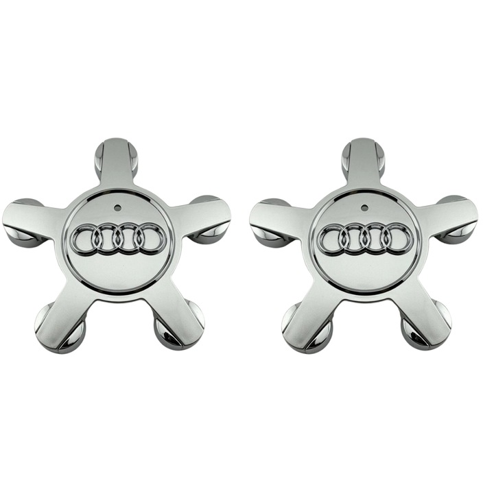 Set 2 capace Audi, spider 135mm, argintii, pentru jante din aliaj