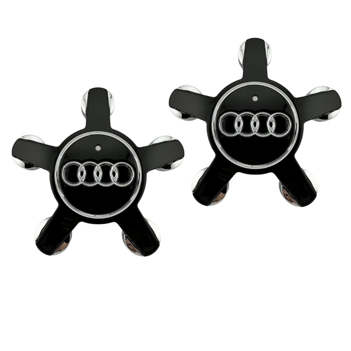 Комплект 2 броя капачки Audi, паяк 135мм, за лети джанти, черни