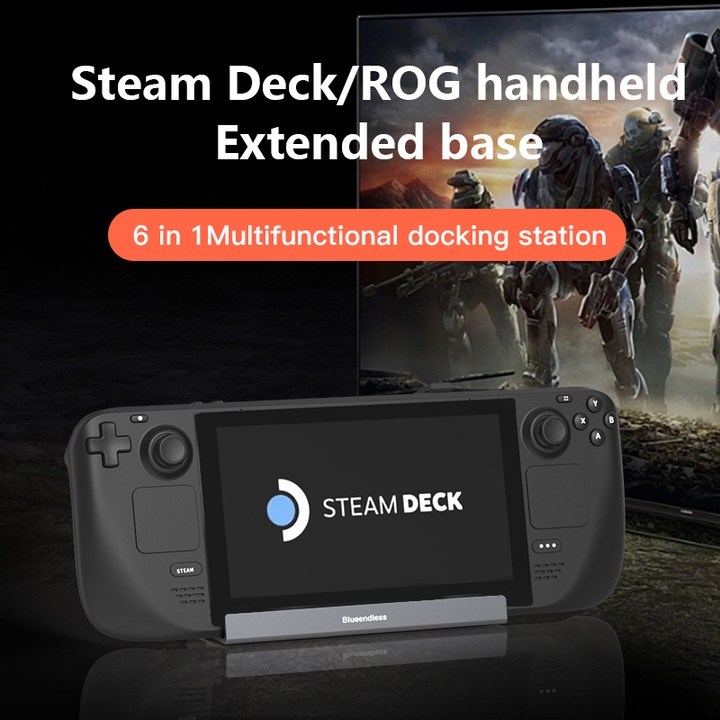 Konzol dokkoló állomás, JESWO, 6 az 1-ben, 100 W PD, 4K/60 Hz, 3 USB 3.0 port, Gigabit Ethernet, alumínium