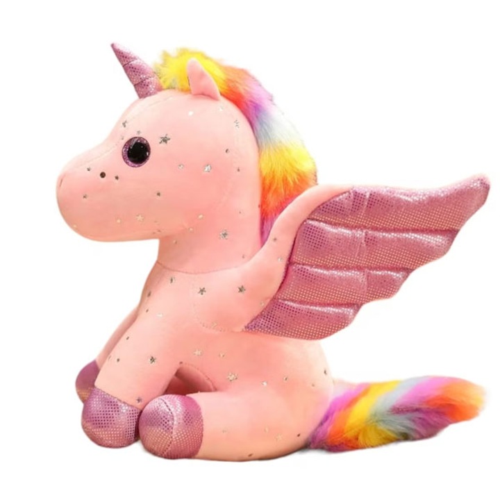 Jucarie de plus, Unicorn cu Aripi de Inger Virtual Trend®, Roz 30 cm