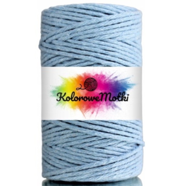 Snur pentru macrame, KoloroweMotki, 14, Torsadat simplu, Bumbac 100%, 2mm x 60m, Albastru