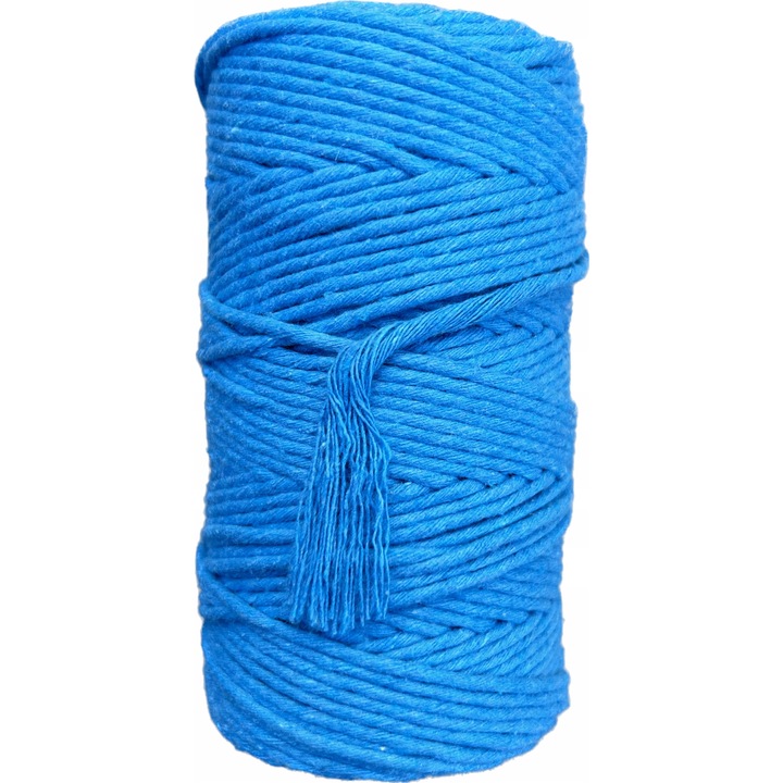 Snur pentru macrame, KoloroweMotki, 597, Torsadat simplu, Bumbac 100%, 2mm x 60m, Marina