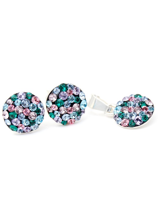 Set cercei si pandantiv Swarovski Chaton Ball - Argint 925
