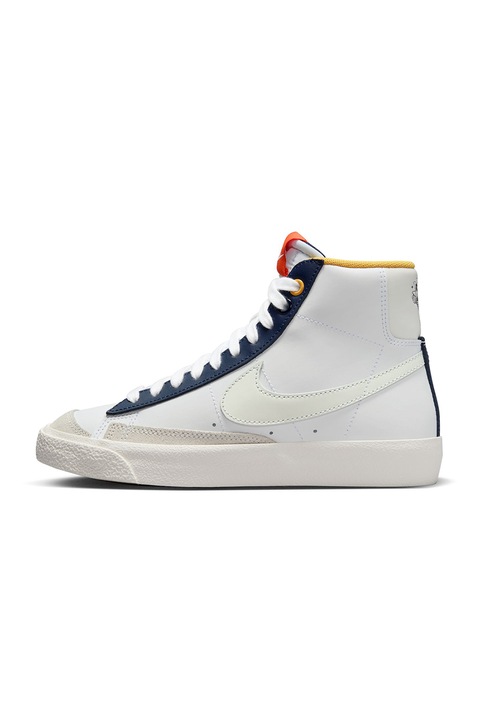 Nike, Pantofi sport mid-high cu model monograma, Alb/Albastru/Bleumarin