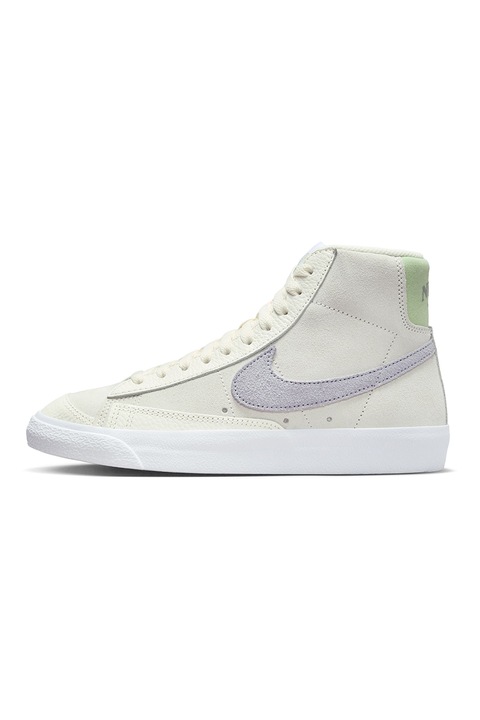 Nike, Pantofi sport mid-high din piele cu garnituri din material sintetic Blazer 77", Lila/Crem