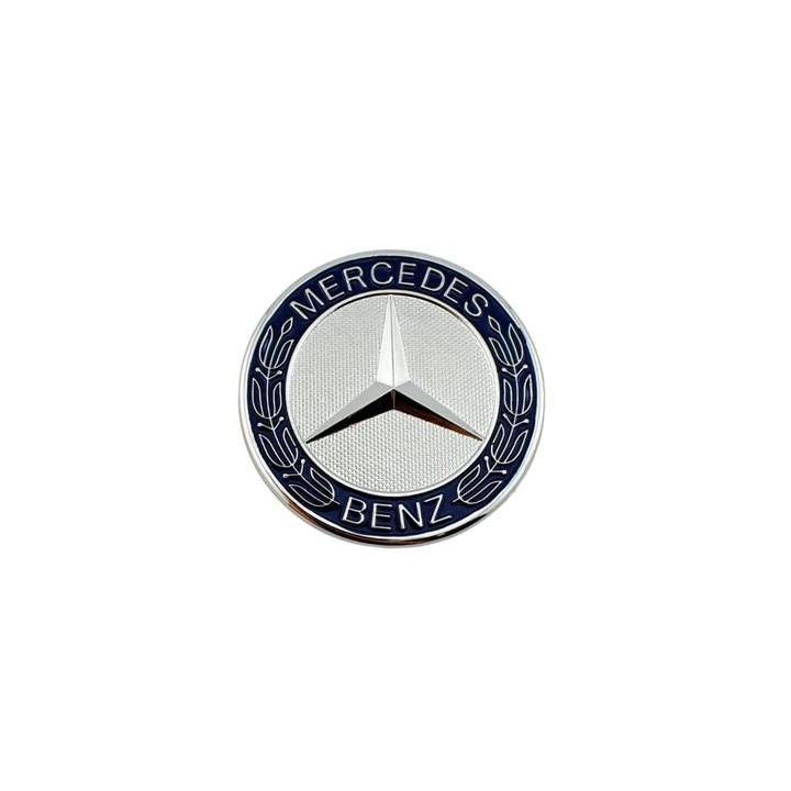 Mercedes Benz motorháztető embléma, 56 mm, fekete/tengerészkék