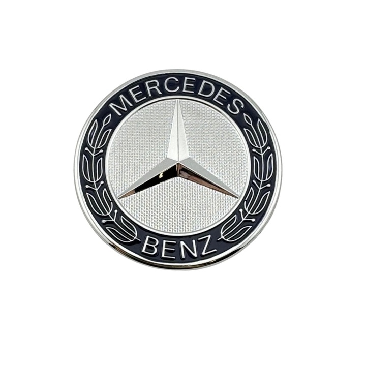 Емблема на капака на Mercedes Benz, 56 мм, черно/сребристо