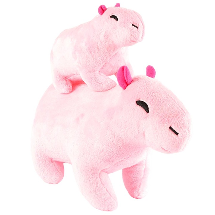 Set 2 jucarii de plus Capybara QttvbTna, maro, 20x8x11cm/30x17x14cm
